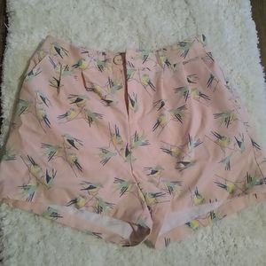 Blush Pink Spring Summer Bird Shorts Forever 21